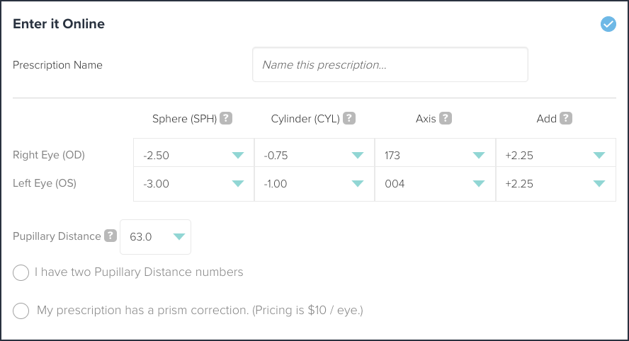 Enter Rx on Lensabl Guide